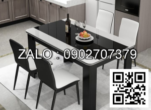 Bộ Bàn Ăn Cao Cấp Mặt Kính Tặng Kèm 4 Ghế Da - Bàn Ăn Nhập Khẩu Kích Thước 1m2 x 70cm ( Có Kèm Ảnh Thật )