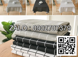 Khăn Trải Bàn Vải Bố Caro Đen Nhiều Kích Cỡ