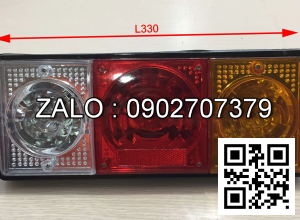 Đèn hậu xe tải (đèn lái) xe ben cửu long, foton, Forland 6 tấn. Đèn 3 khoang vuông, 24v, dài 33cm, rộng 13.5cm