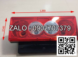 Đèn hậu xe tải Vinaxuki, thaco ollin loại 4 bóng tròn có bát, kích thước mặt đèn 14cm*35cm