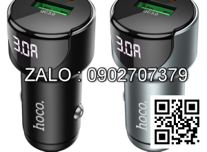 Cóc Sạc Xe Hơi Hoco Z42 1 Cổng Usb 3.0A + 1 Cổng TypeC, Lcd