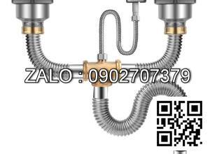 Bộ ống xả bồn rửa chén đôi inox