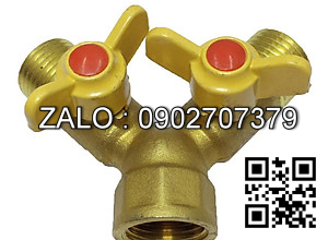 Van thau 3 ngã ren ngoài 2 khóa đầu nối ống DN50