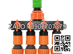 Van nhựa 5 ngã ren trong ở giữa - 4 khóa - 4 đầu nối ống nhanh D27