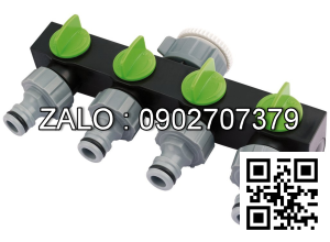 Van nhựa 5 ngã ren trong ở giữa - 4 khóa - 4 đầu nối ống màu xám D27