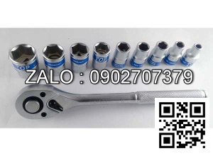 Bộ tuýp 10 chi tiết TOP gồm 9 đầu khẩu và 1 cần tự động