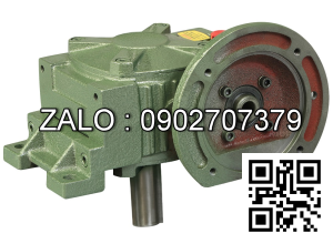 Hộp giảm tốc dạng úp có mặt loa trục vít - bánh vít Yushen vỏ gang , size : 155 , tỉ số truyền 1/60 trục cốt ra hướng xuống dưới Model : WPDX