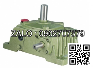 Hộp giảm tốc dạng vuông góc thân đứng vỏ gang , size : 120 , tỉ số truyền 1/50 cốt đầu ra chỉ lên phía trên Model : VW ( WPO )
