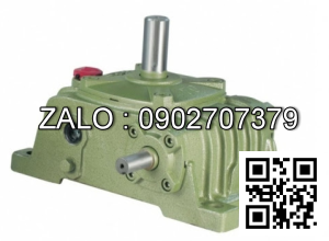 Hộp giảm tốc dạng vuông góc thân đứng vỏ gang , size : 120 , tỉ số truyền 1/30 cốt đầu ra chỉ lên phía trên Model : VW ( WPO )