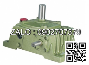 Hộp giảm tốc dạng vuông góc thân đứng vỏ gang , size : 155 , tỉ số truyền 1/50 cốt đầu ra chỉ lên phía trên Model : VW ( WPO )