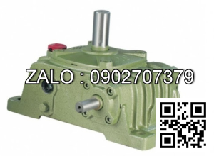 Hộp giảm tốc dạng vuông góc thân đứng vỏ gang , size : 250 , tỉ số truyền 1/25 cốt đầu ra chỉ lên phía trên Model : VW ( WPO )