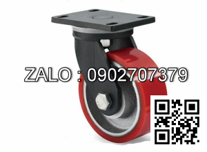 Bánh Xe PU Gang Đỏ Hàn Quốc Phi 150x50 - Cố Định Tải Trọng 400kg / 1 Cái