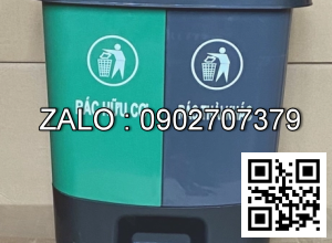 Thùng rác nhựa đạp chân 2 ngăn phân loại rác 40 lít