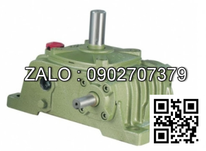 Hộp giảm tốc dạng vuông góc thân đứng vỏ gang , size : 40 , tỉ số truyền 1/15 cốt đầu ra chỉ lên phía trên Model : VW ( WPO )